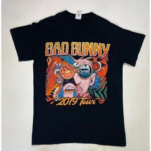 Bad Bunny 2019 Tour Graphic T-shirt Women Small Black Short Sleeve Music